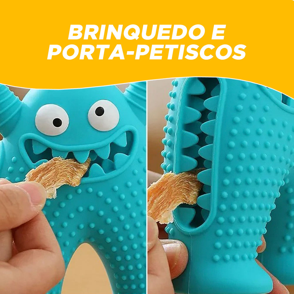 Brinquedo Monstro Morde-Morde Porta-Petiscos e Mordedor