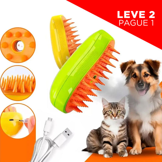 Escova para Cães e Gatos À Vapor 🇧🇷