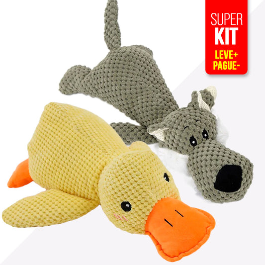 Kit Pato Amigo + Pelúcia Selvagem Lobo