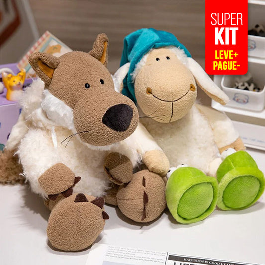 Kit Pelúcia Lobo & Ovelha