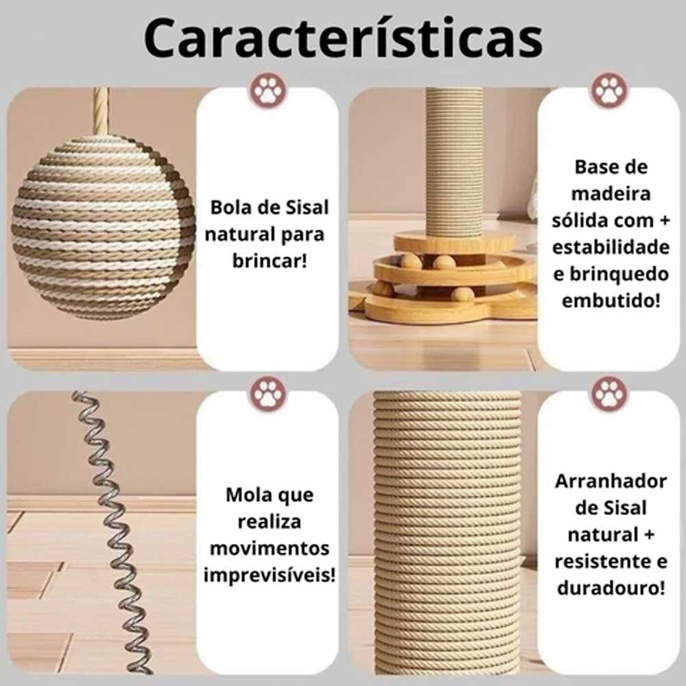 Arranhador de Madeira Brinquedo para Gato
