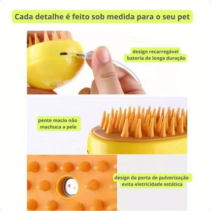 Escova para Cães e Gatos À Vapor 🇧🇷