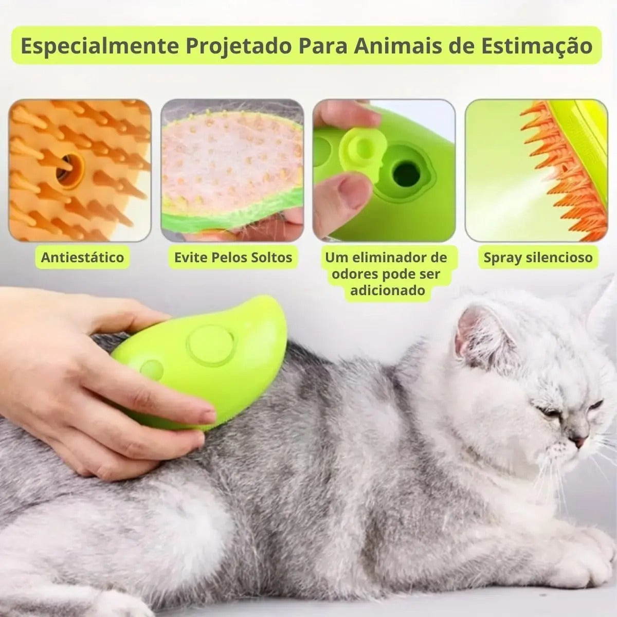 Escova para Cães e Gatos À Vapor 🇧🇷